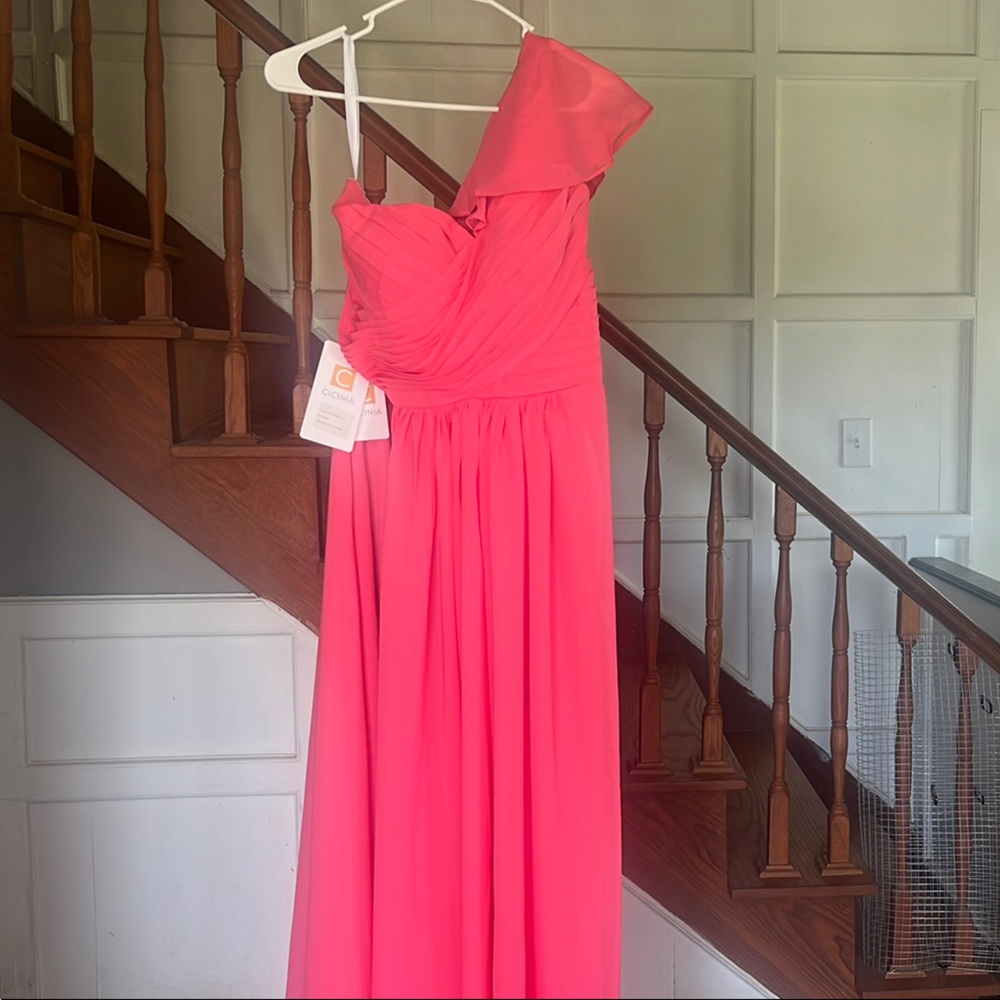 Pink Asymmetrical Ruched One Shoulder Gown